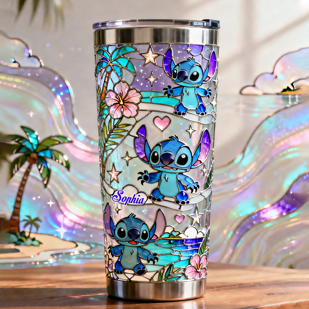 Personalized Tropical Beach Tumbler with Custom Name Gift for Her