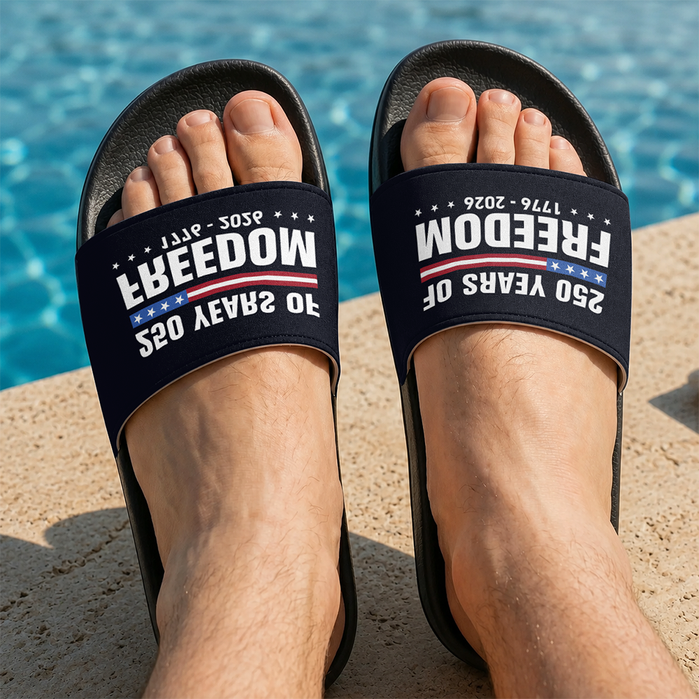 Personalized 250 Years of Freedom Slide Sandals Gift for Dad