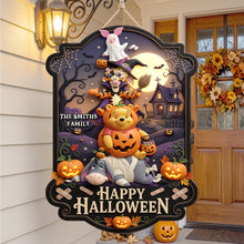Load image into Gallery viewer, Personalized Halloween Metal Sign Custom Family Name Gift
