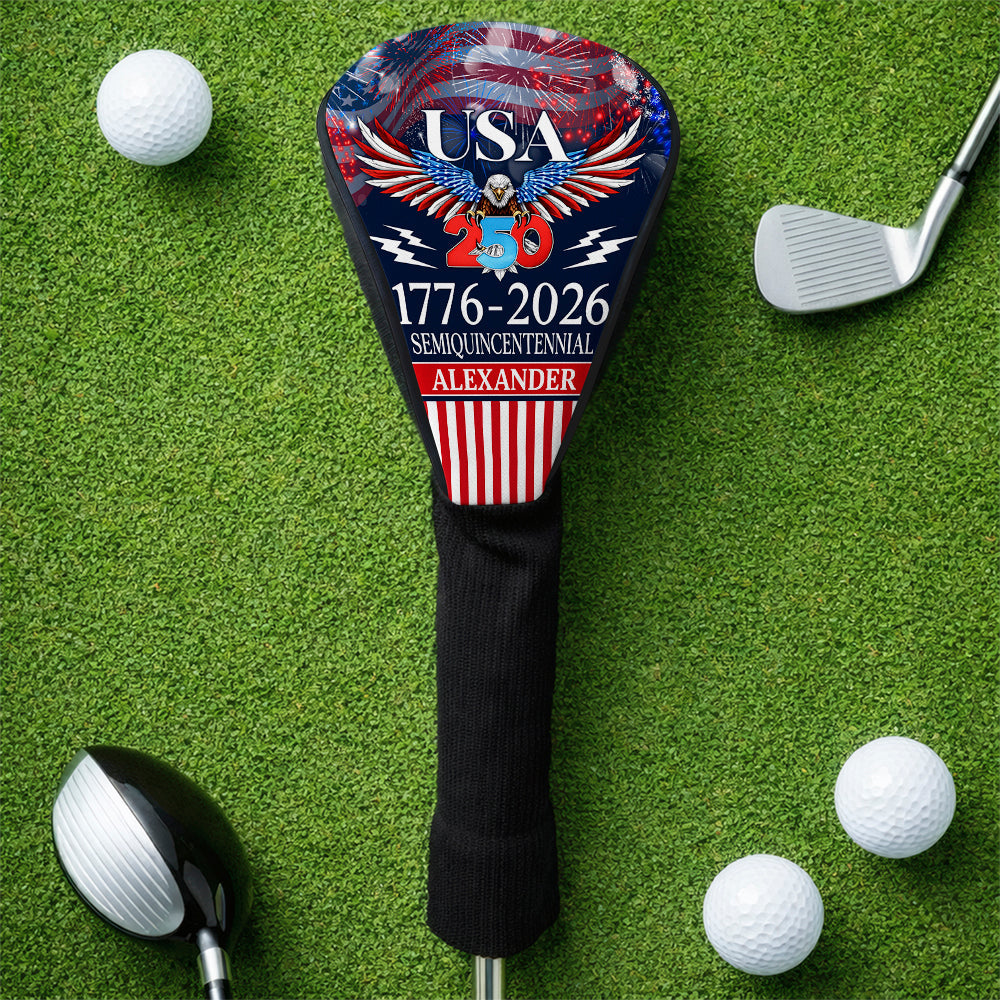 Personalized Golf Club Head Cover 250 Years America Gift for Dad