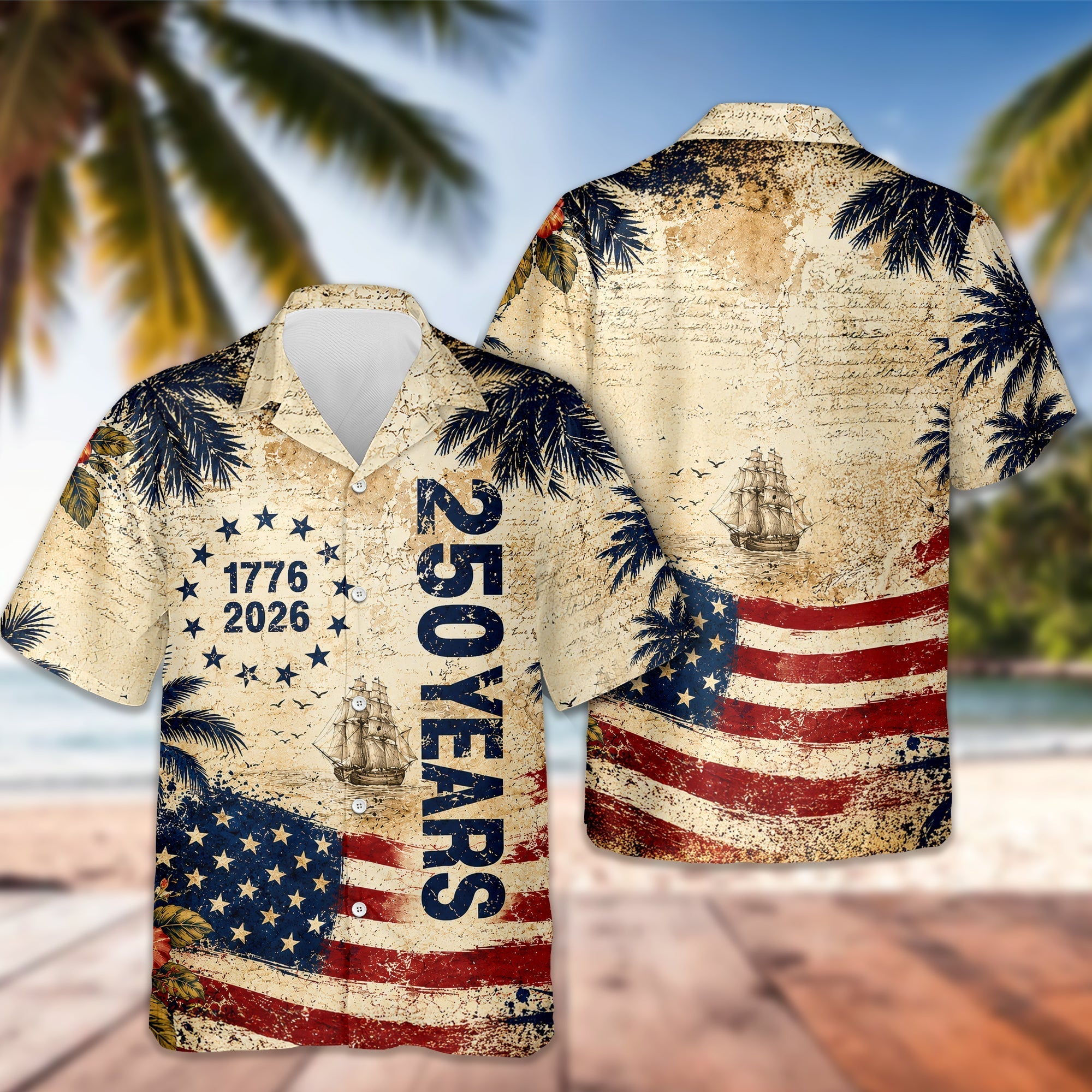 Personalized 250 Years Freedom Hawaiian Shirt Patriotic Gift