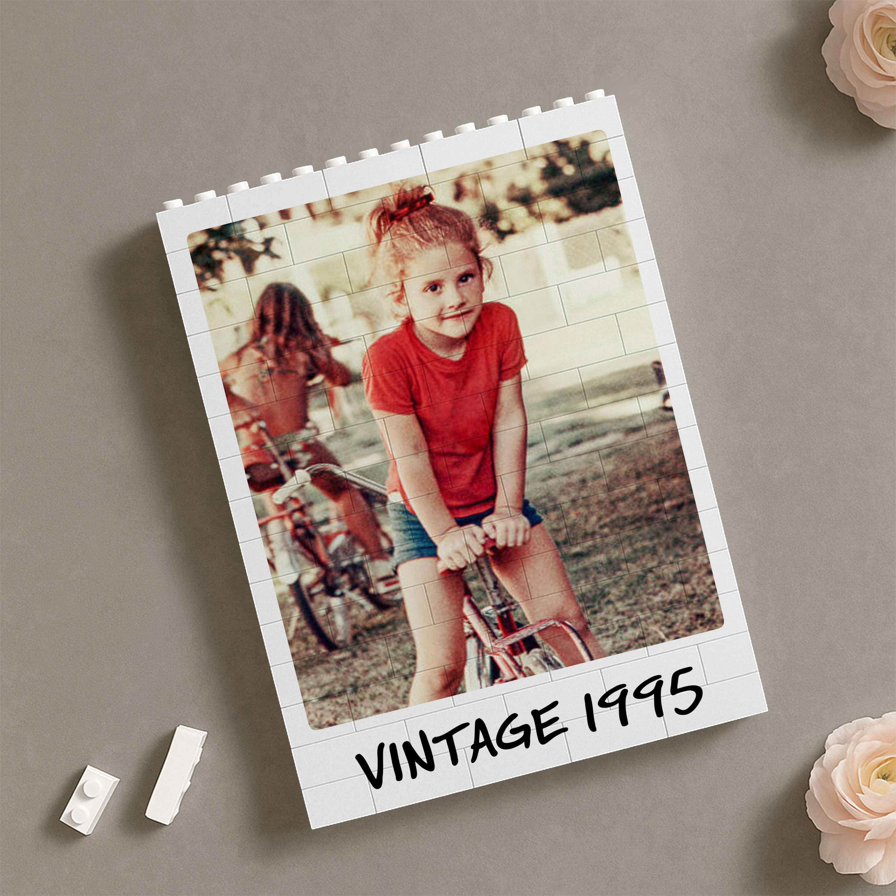Personalized Photo Vintage Building Block Birthday Gift for Him/Her