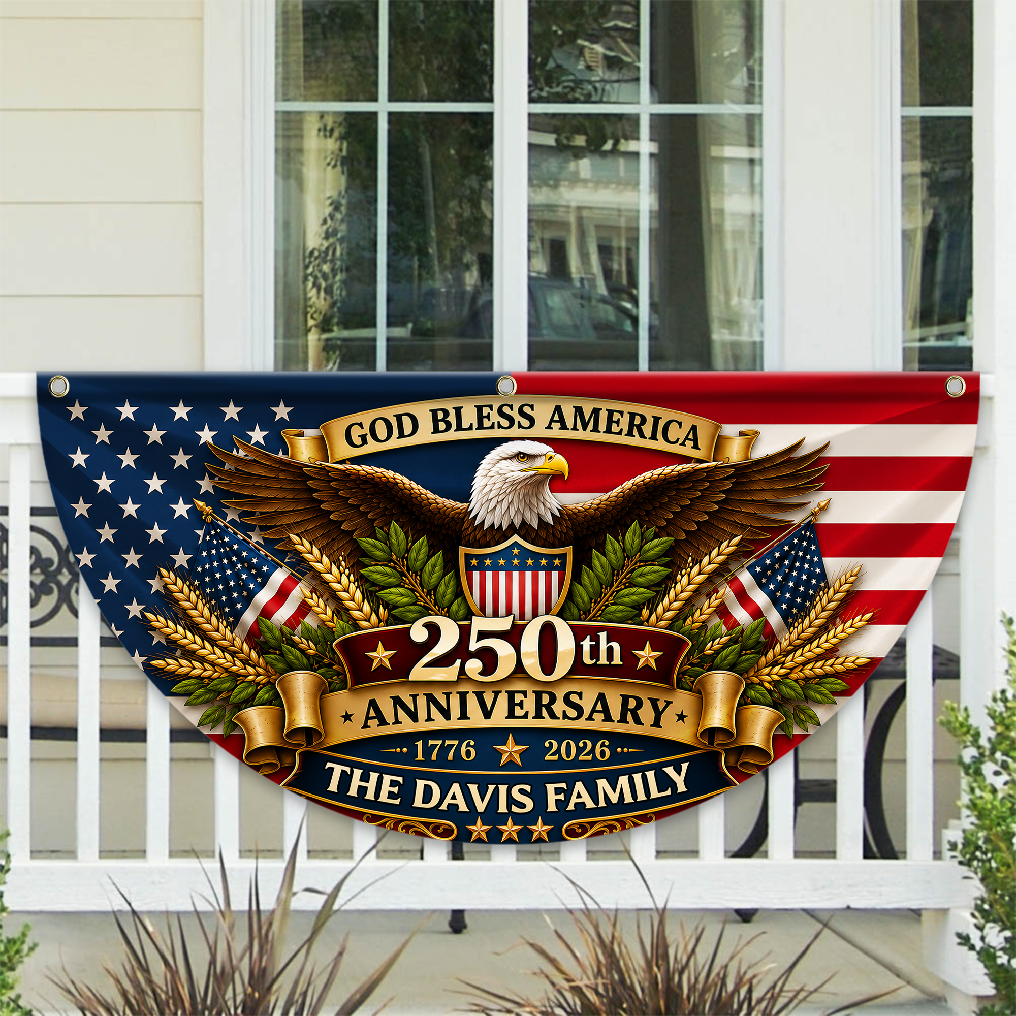 Personalized USA Flag Custom Family Name Gift for 4th of July