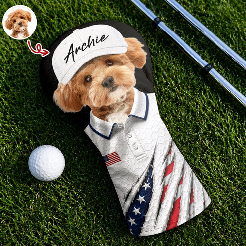 Personalized Dog Photo Golf Head Cover Custom Gift for Dad