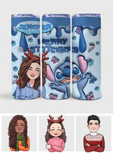 Load image into Gallery viewer, Personalized Merry Stitchmas Skinny Tumbler Custom Gift for Christmas

