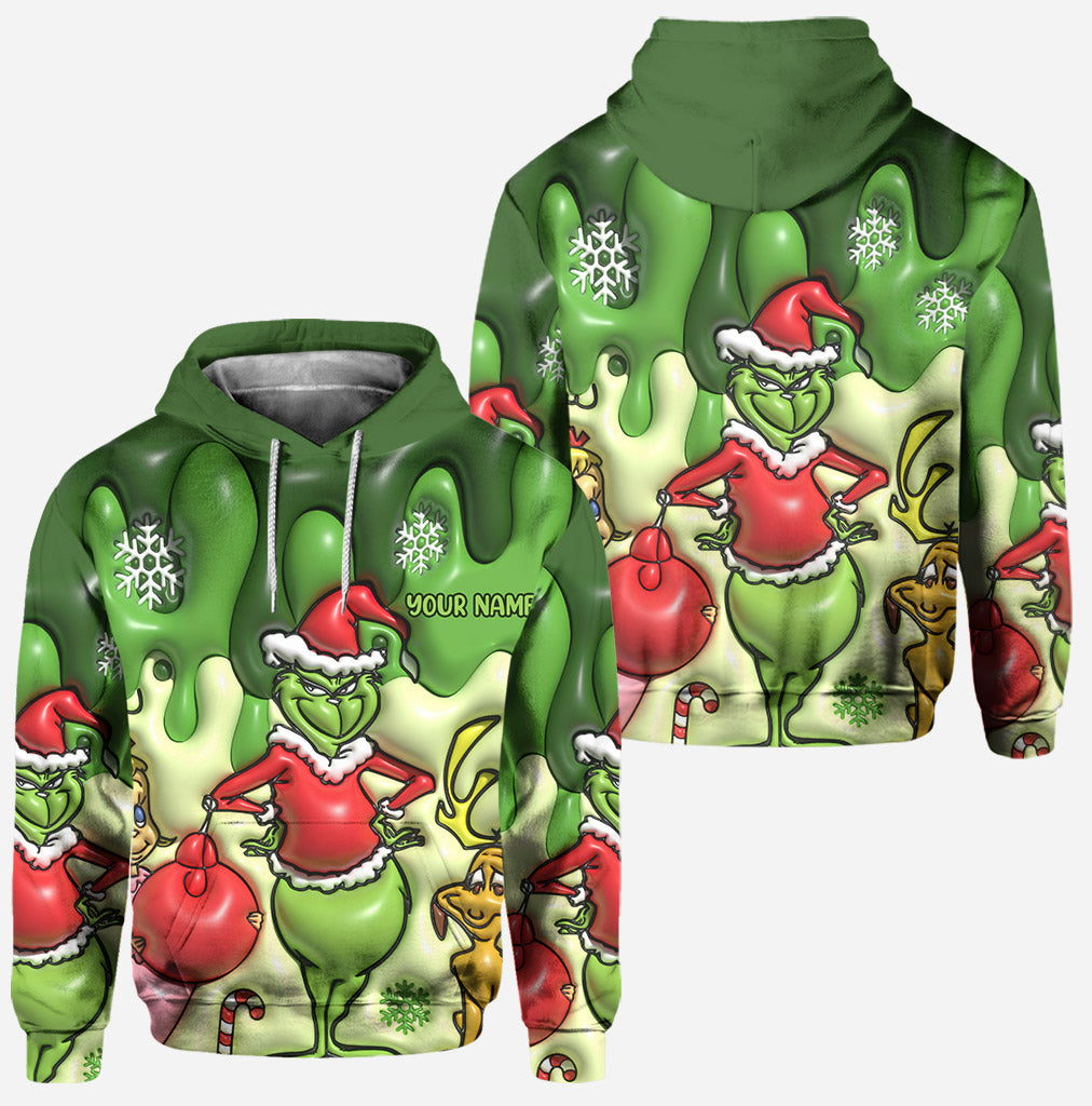 Personalized Grinch Hoodie & Leggings Set Custom Name Gift for Christmas