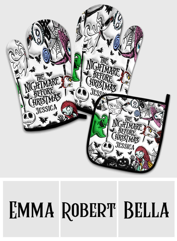 Personalized Nightmare Before Christmas Oven Mitts & Pot Holder Set Gift Idea