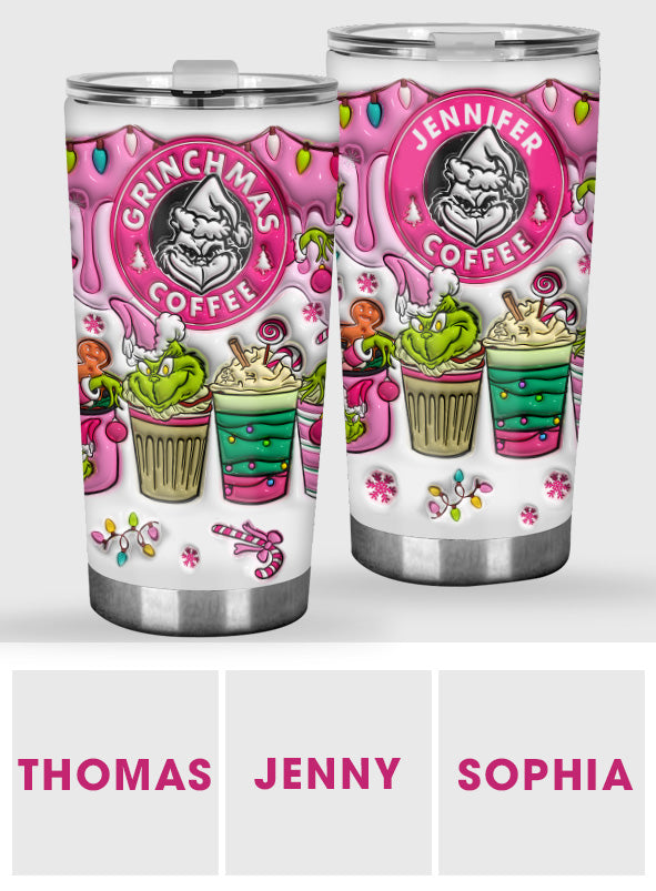 Personalized Grinchmas Tumbler with Custom Name for Christmas Gift