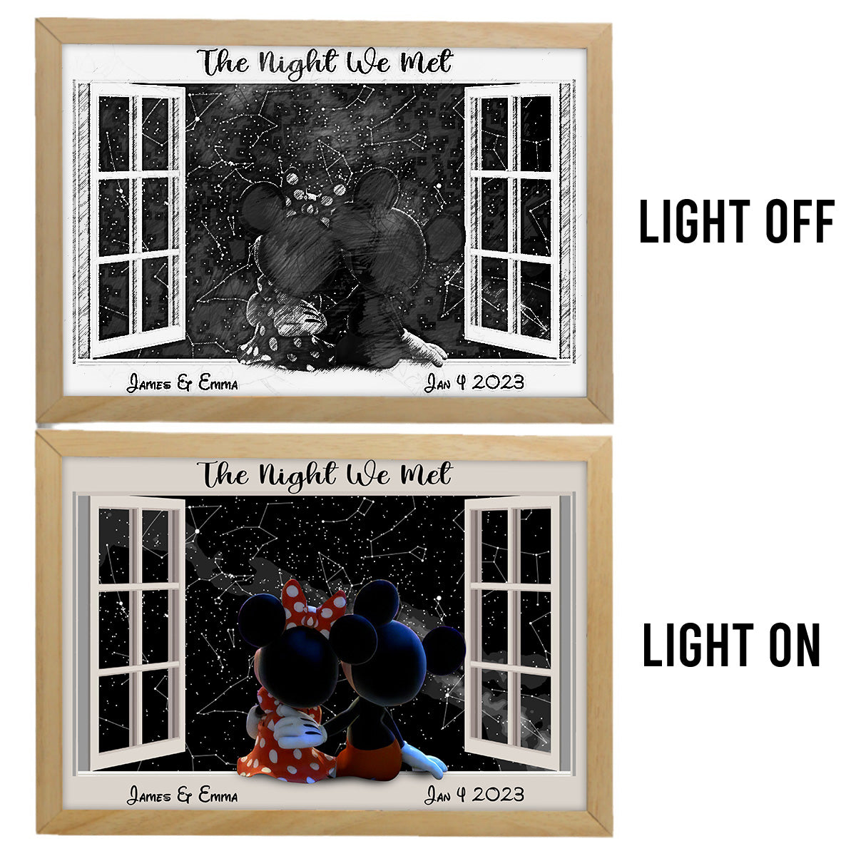 Personalized Night Star Map Light Photo Frame for Couples