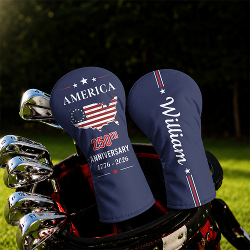 Personalized Golf Head Cover Custom Name 250th Anniversary Gift