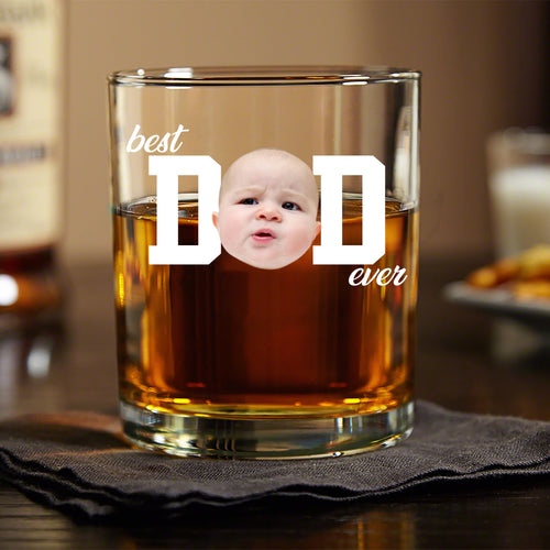 Personalized Funny Face Whiskey Glass Gift for Dad - Father's Day