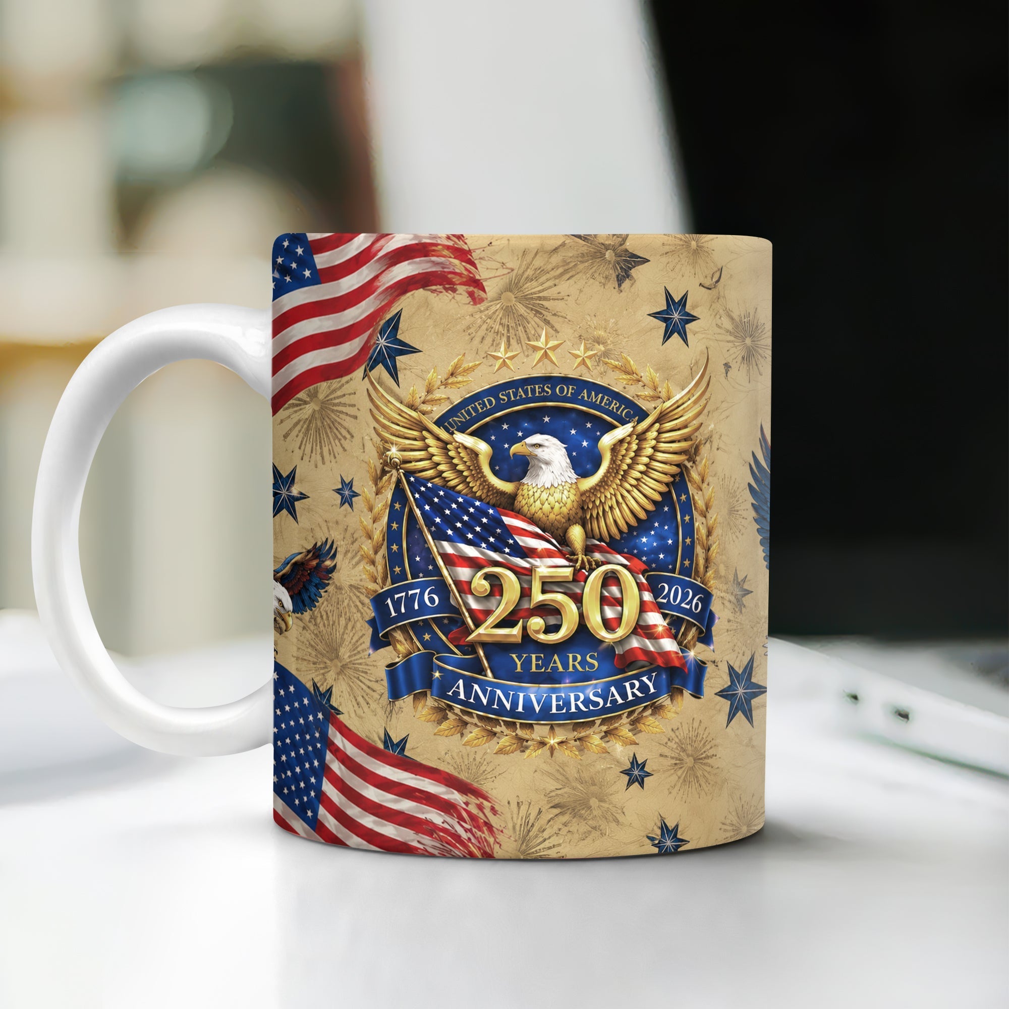 Personalized USA 250 Years Eagle Coffee Mug Custom Gift