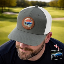 Load image into Gallery viewer, Personalized Car Photo Leather Patch Hat Custom Dad Gift
