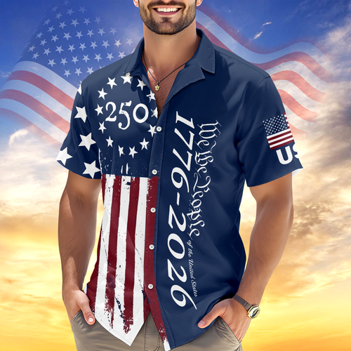 Personalized Hawaiian Shirt Custom Print Gift for 4th of July