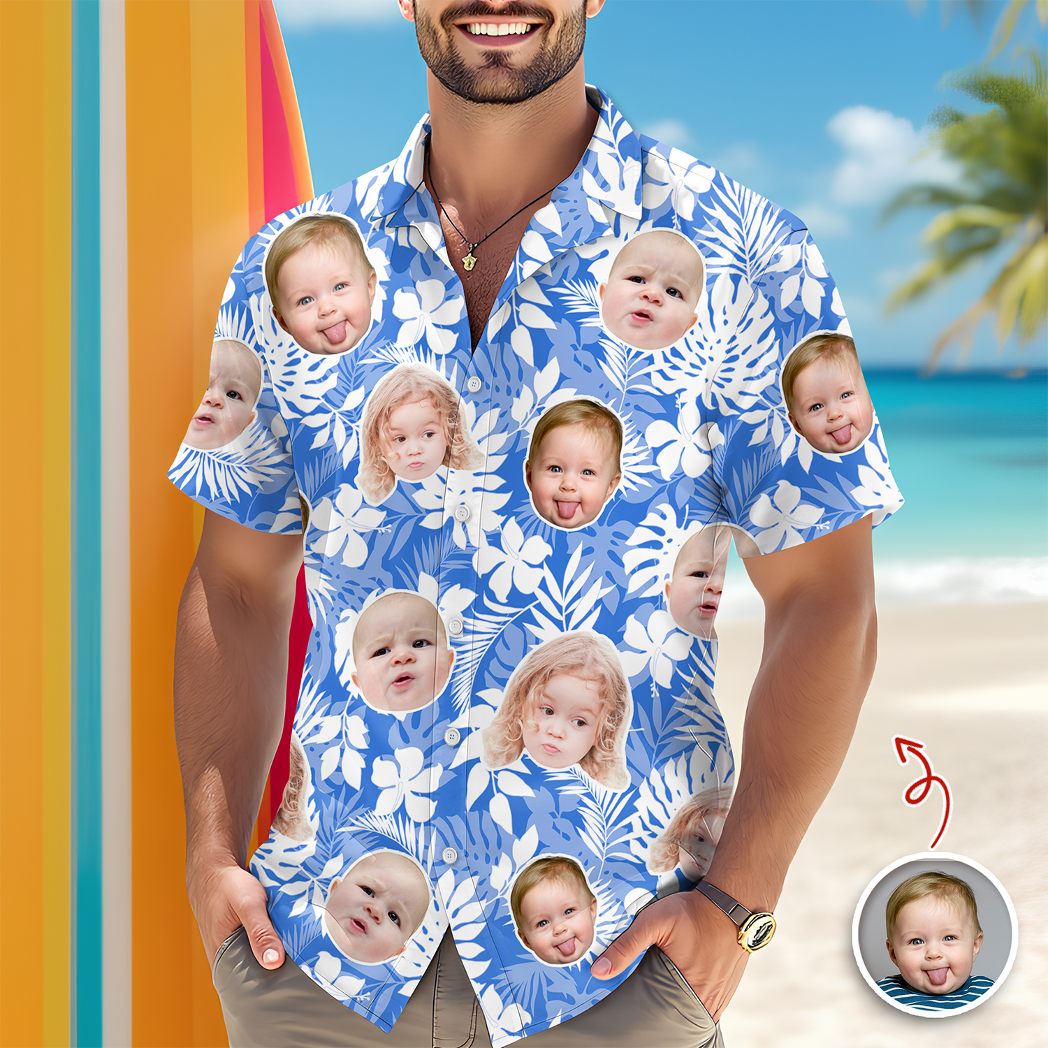 Personalized Tropical Aloha Hawaii Shirt Custom Photo Gift for Dad