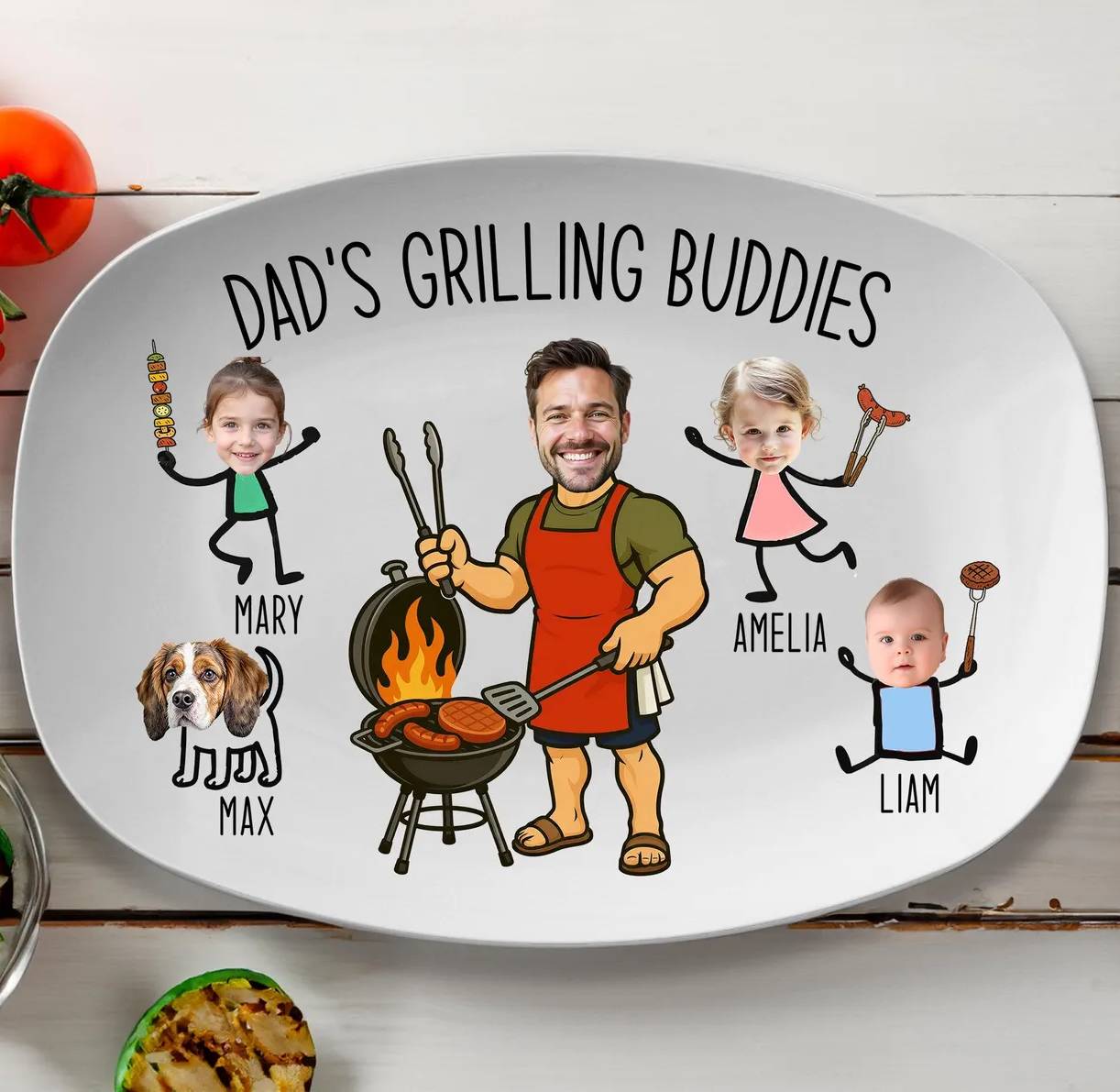 Personalized Grilling Platter Custom BBQ Tray Gift for Dad