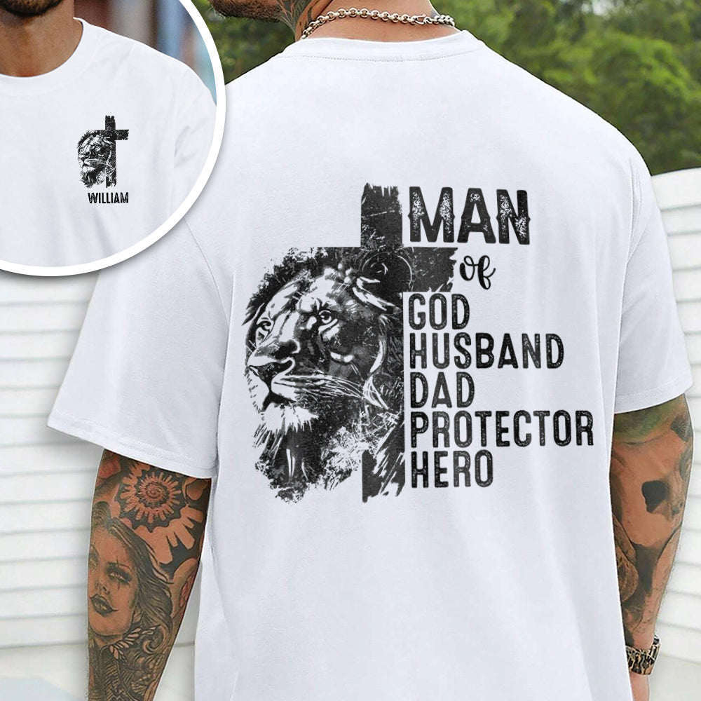 Personalized Christian Lion Cross Shirt Gift for Dad | Husband