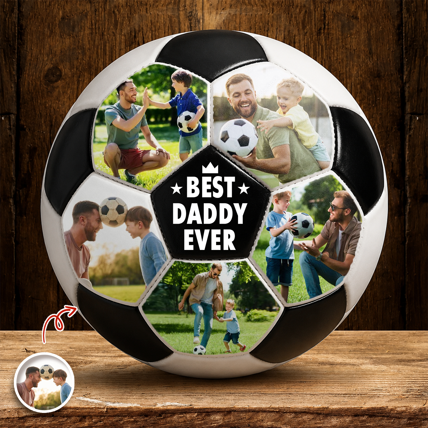 Custom Soccer Ball Gift for Dad Personalized Photo Best Coach Ever