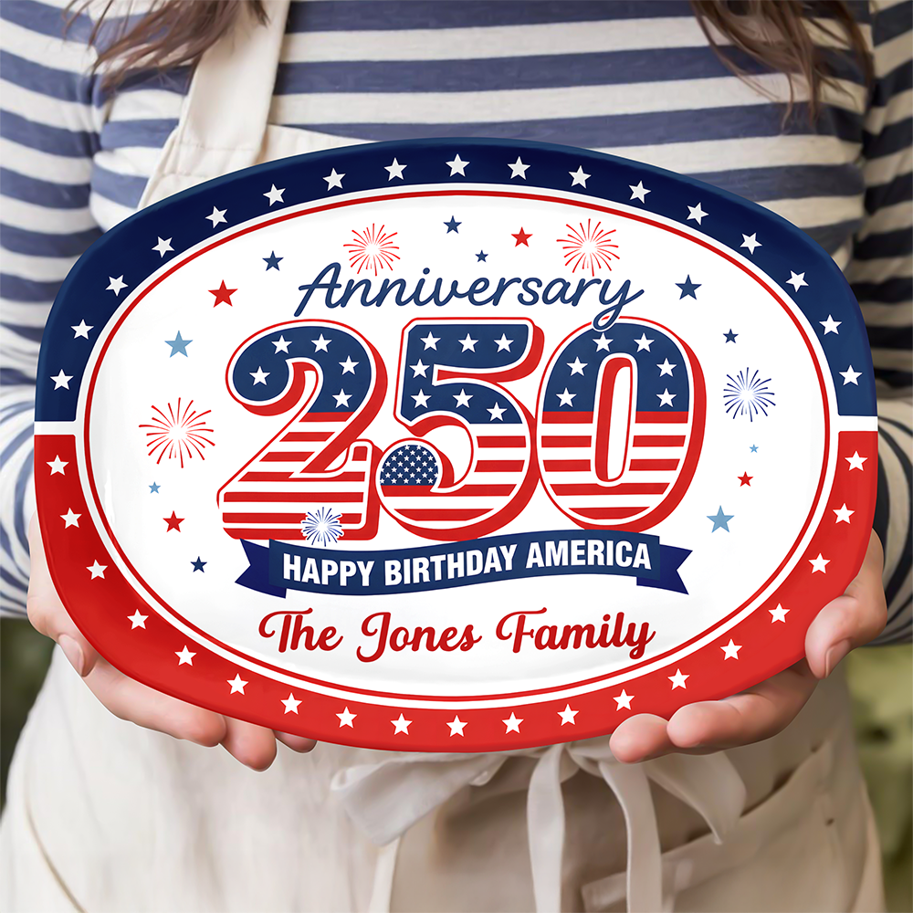 Personalized Family Name Platter USA 250th Anniversary Gift