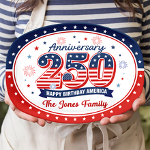 Load image into Gallery viewer, Personalized Family Name Platter USA 250th Anniversary Gift
