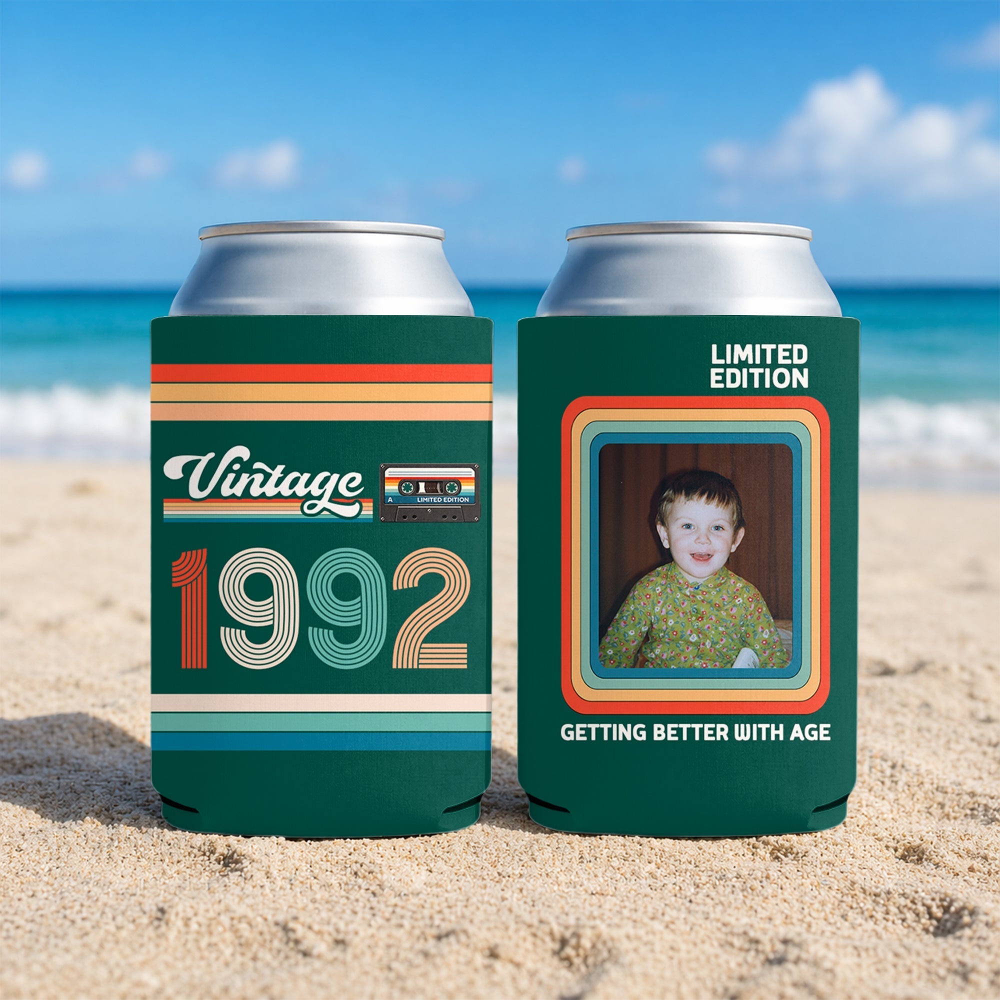 Personalized Photo Can Cooler Custom Gift for Birthday