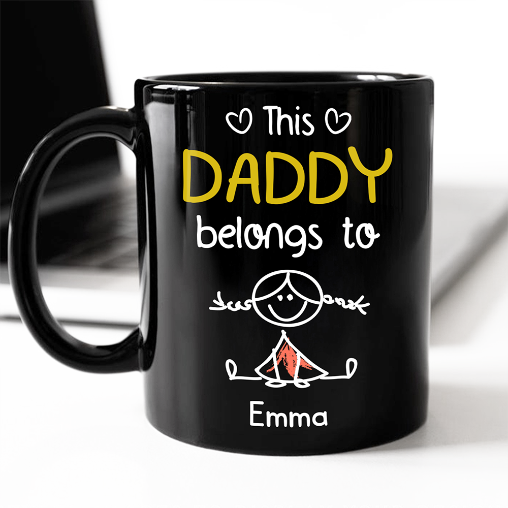 Personalized Black Mug This Papa Belongs To Us Gift for Dad