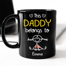 Load image into Gallery viewer, Personalized Black Mug This Papa Belongs To Us Gift for Dad
