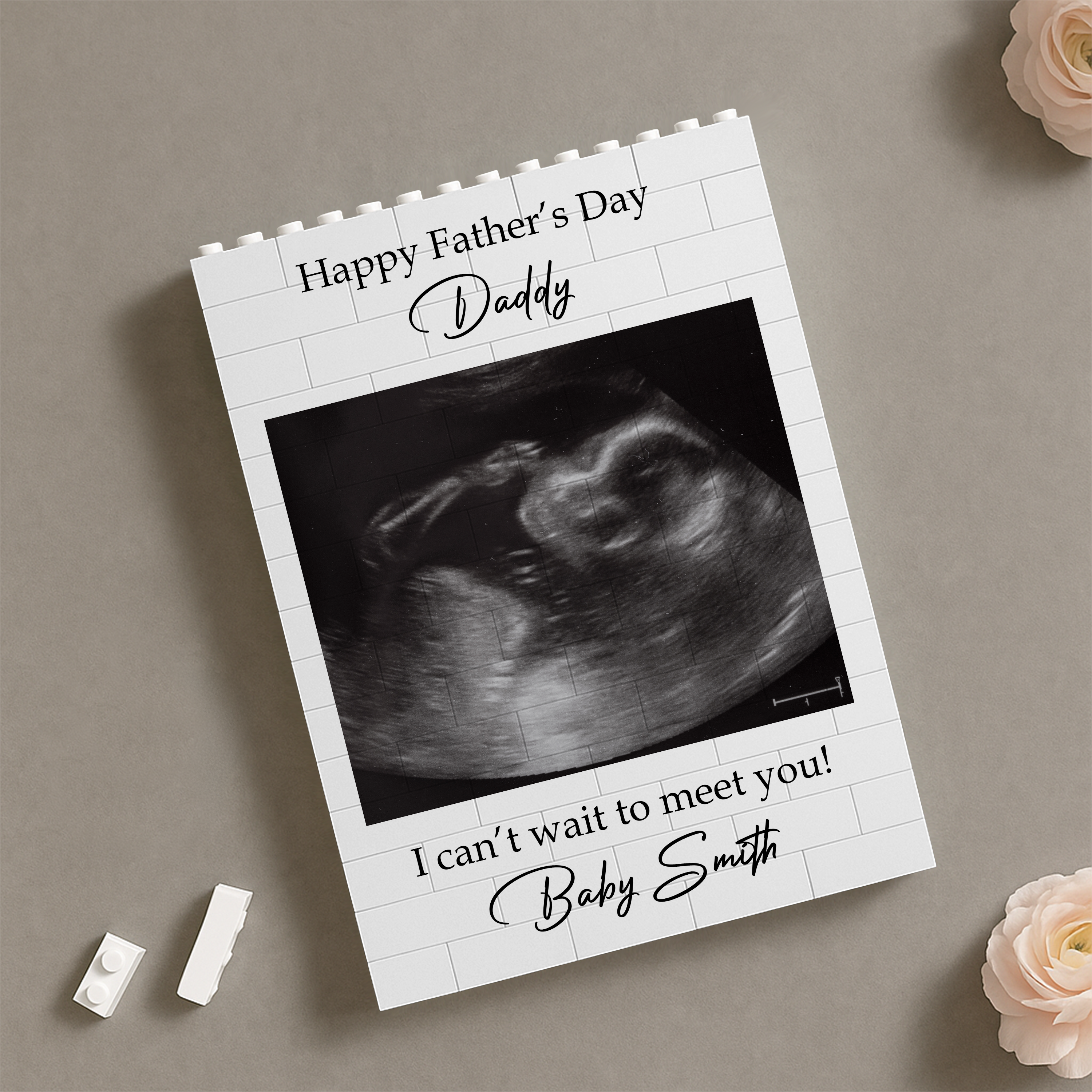Personalized Baby Bump Photo Building Block Gift for Dad
