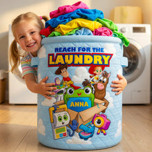Load image into Gallery viewer, Personalized Quilted Laundry Basket Custom Name Fun Gift for Kids

