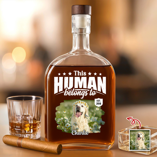 Personalized Photo Whiskey Bottle Custom Name Gift for Pet Lovers
