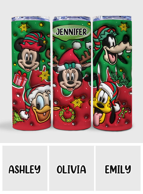 Personalized Christmas Mouse Skinny Tumbler Custom Name Gift