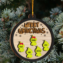 Load image into Gallery viewer, Personalized Merry Grinchmas Layered Wood Ornament Gift for Family
