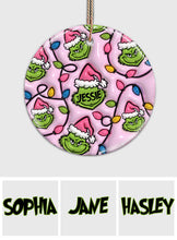 Load image into Gallery viewer, Personalized Grinch Christmas Ceramic Circle Ornament for Kids
