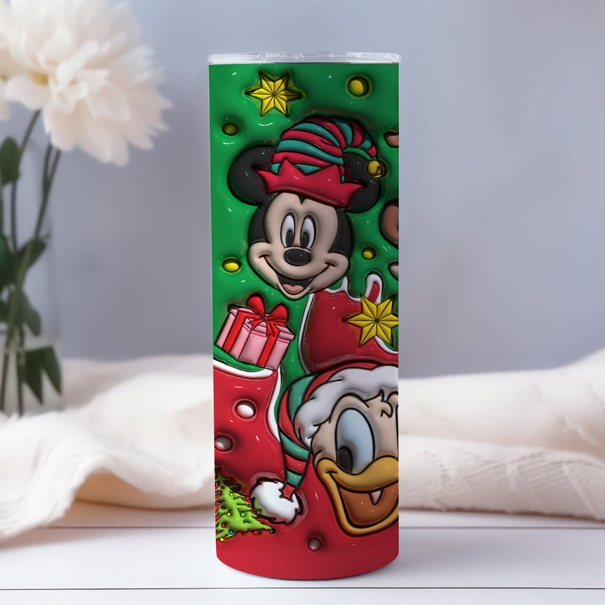 Personalized Christmas Mouse Skinny Tumbler Custom Name Gift