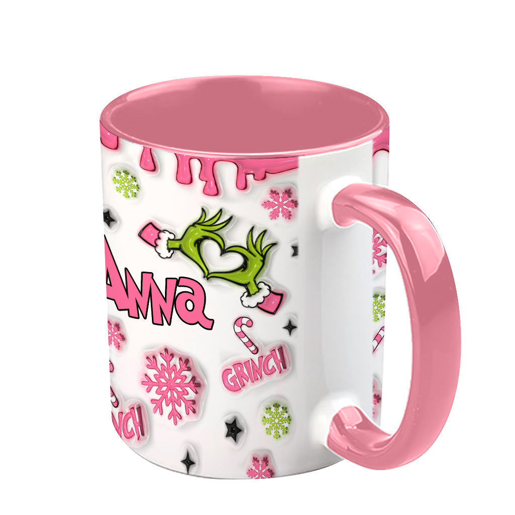 Personalized Christmas Accent Mug with Grinch Design for Hot Cocoa