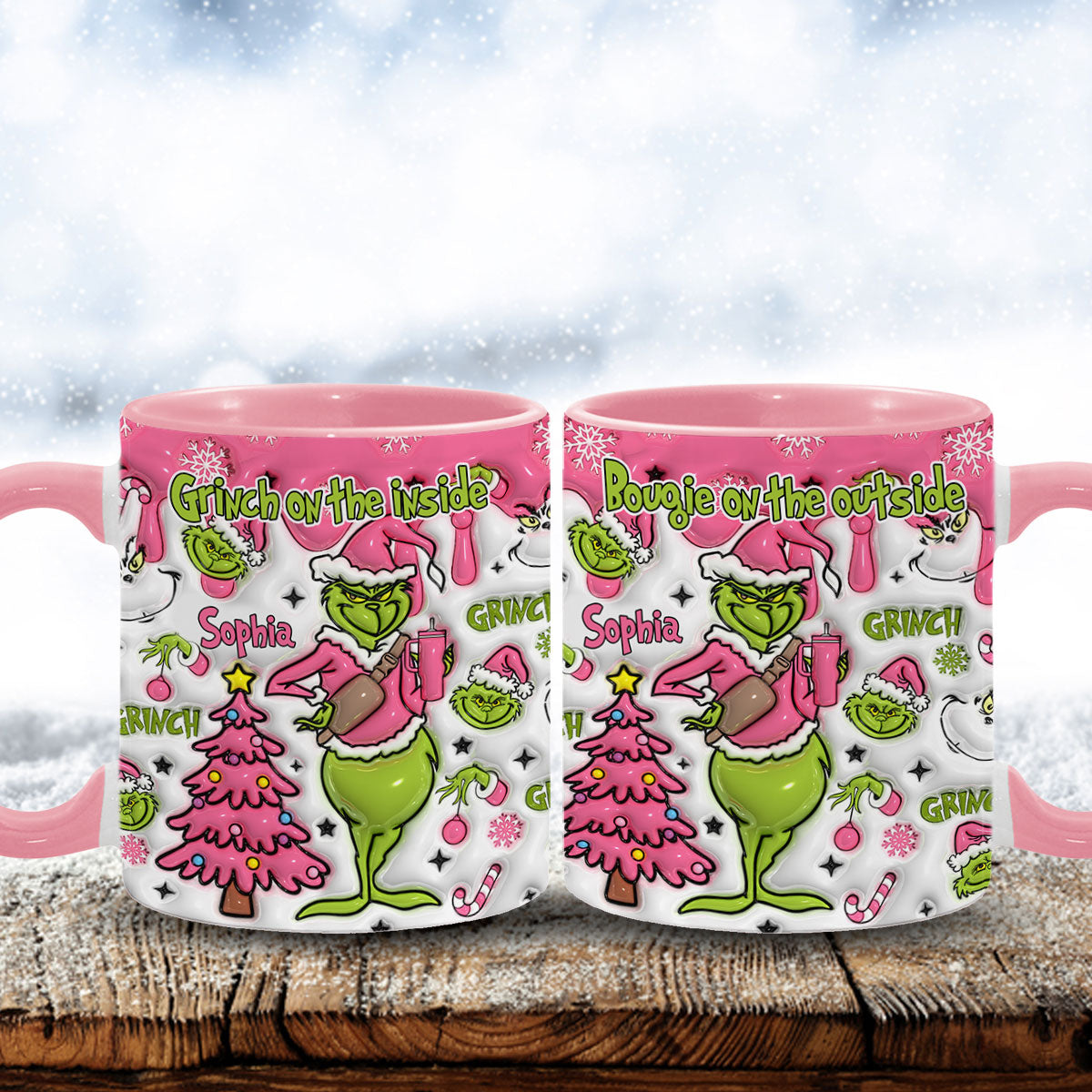 Personalized Grinch Accent Mug Custom Name Holiday Gift