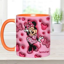 Load image into Gallery viewer, Personalized Pink Minnie Mouse Accent Mug with Custom Name Gift

