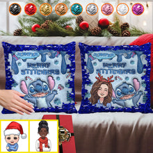 Load image into Gallery viewer, Personalized Sequin Pillow Cover Merry Christmas Gift for Mom
