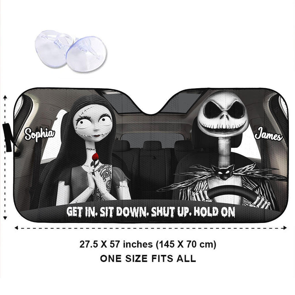 Personalized Nightmare Car Sunshade Custom Names Gift for Couple