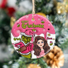 Load image into Gallery viewer, Personalized Ceramic Christmas Ornament Merry Grinchmas Gift
