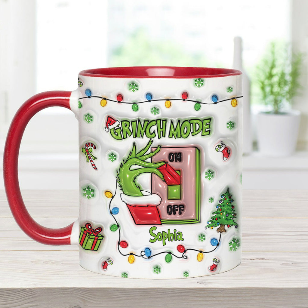 Personalized Grinch Mode Accent Mug Custom Name Holiday Gift