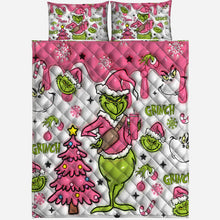 Load image into Gallery viewer, Personalized Grinch Christmas Quilt Set with Pillow Covers
