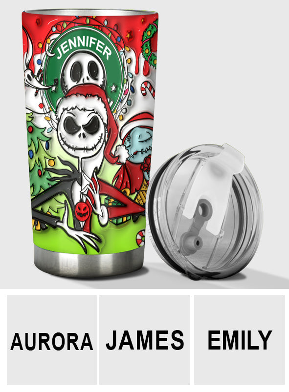 Personalized Nightmare Tumbler Custom Name Stainless Steel Gift for Halloween Christmas