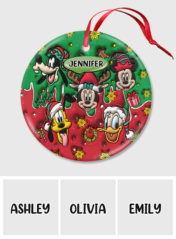 Personalized Ceramic Circle Ornament Christmas Gift for Kids