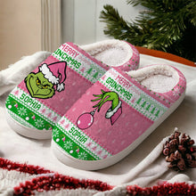 Load image into Gallery viewer, Personalized Merry Grinchmas Slippers Custom Name Holiday Gift
