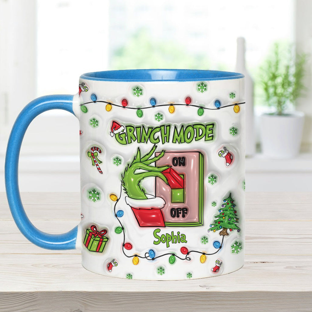 Personalized Grinch Mode Accent Mug Custom Name Holiday Gift