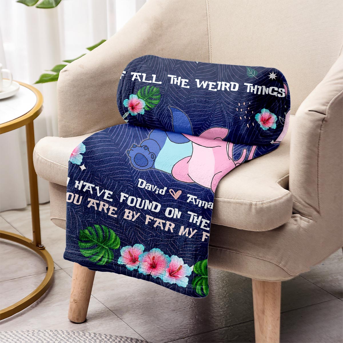 Personalized Ohana Blanket Custom Name Gift for Couples