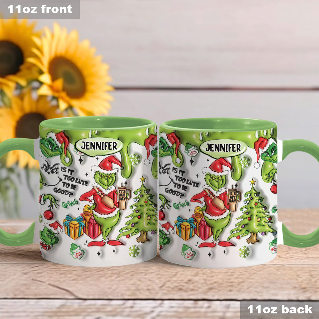 Personalized Grinch Accent Mug Custom Name Christmas Gift