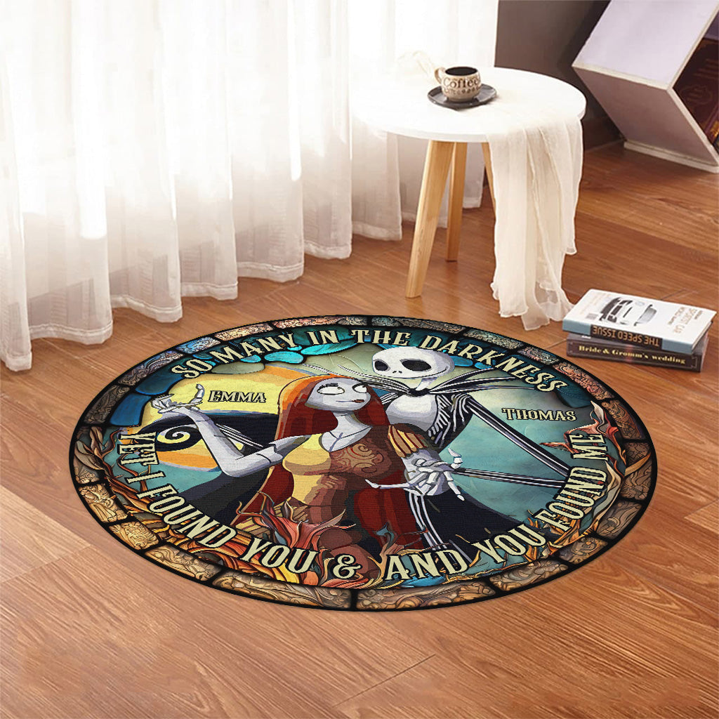 Personalized Stained Glass Round Rug Custom Couple Gift