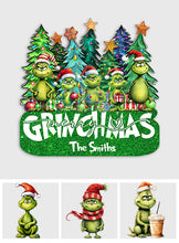Load image into Gallery viewer, Personalized Merry Grinchmas Shaped Doormat Custom Family Name Holiday Decor
